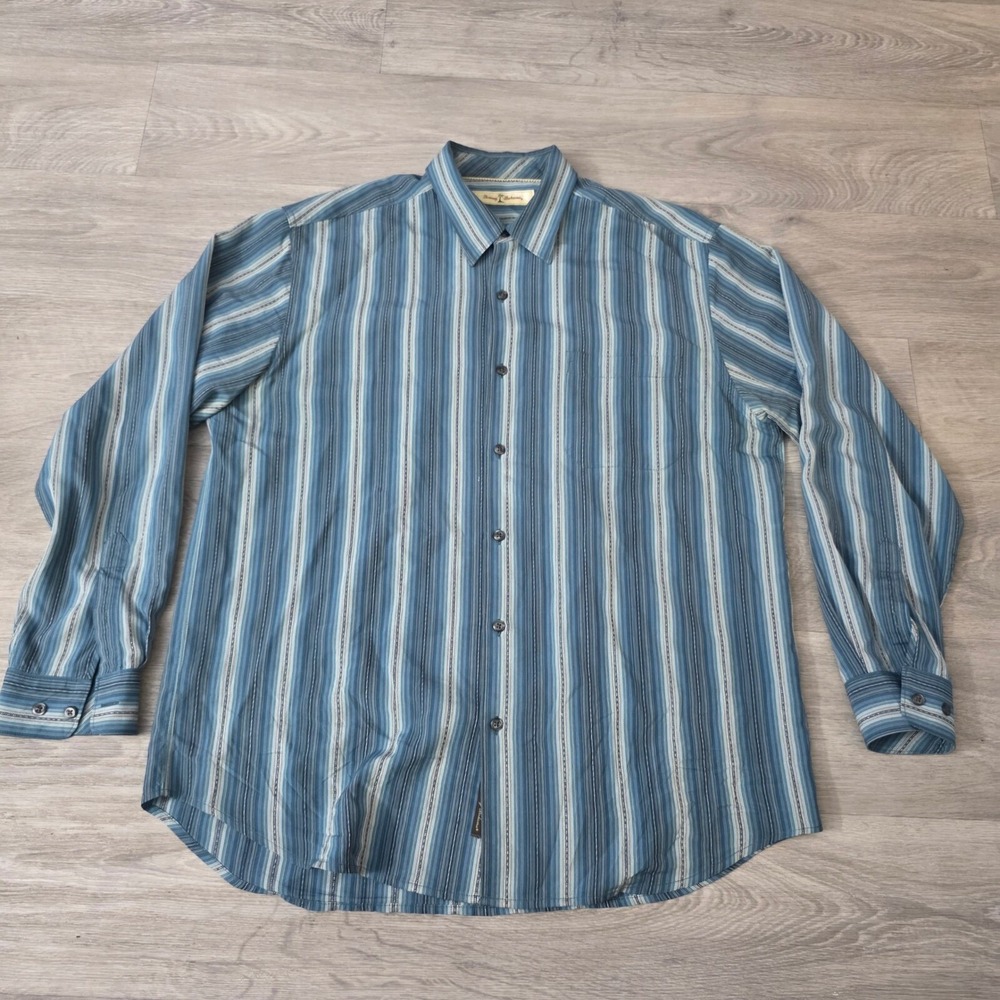 Tommy Bahama Striped Button Up Shirt Long Sleeve Casual Mens Size L‎